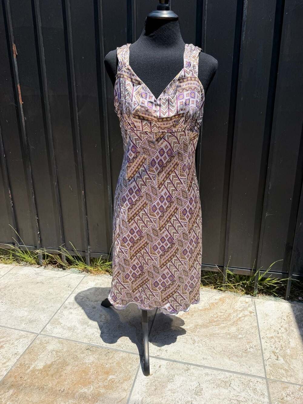 Vintage Elegance Paris Women's Sleeveless Geometric Print Midi Dress